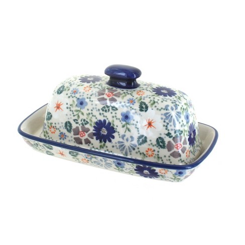 Blue Rose Polish Pottery Carnival Butter Dish : Target