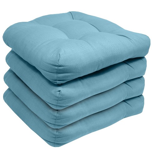 Sweet Home Collection Patio Cushions Outdoor Chair Pads Thick Fiber Fill  Tufted 19 X 19 Seat Cover, Blue, 4 Pack : Target