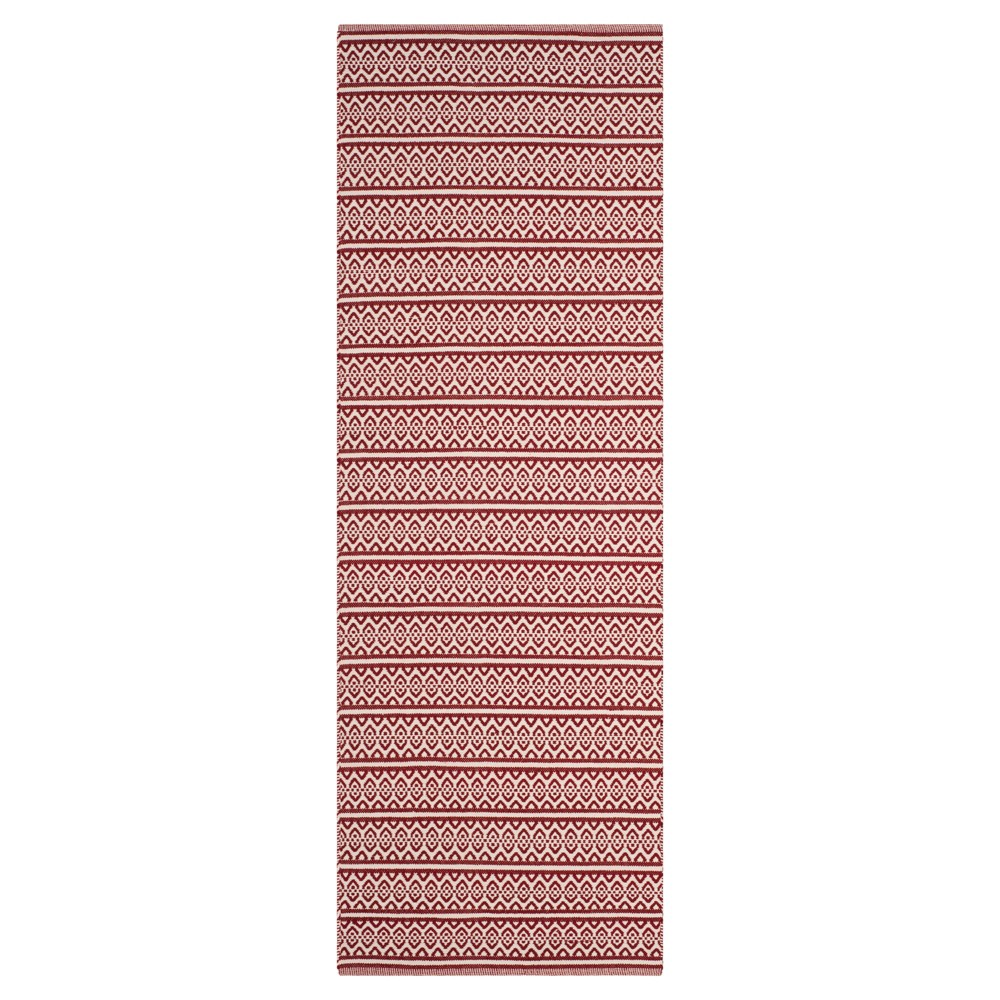 2'3inx8' Runner Ivory/Red Geometric Woven - Safavieh