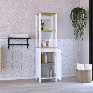 Akoasm Linen Bathroom Medicine Storage Cabinet With Shelves 1 Door - 1 of 4