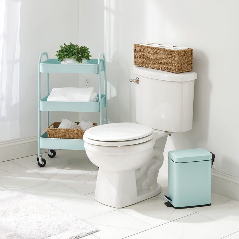 mDesign Small Woven Seagrass Bathroom Toilet Tank Storage Basket, 3 of 11