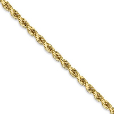 Black Bow Jewelry 3.5mm 14k Yellow Gold Solid Diamond Cut Rope Chain Necklace