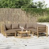 vidaXL 8 Piece Patio Furniture Sectional Sofa Set with Taupe Cushions Bamboo Lounge Garden Outdoor Modular Design - 2 of 4