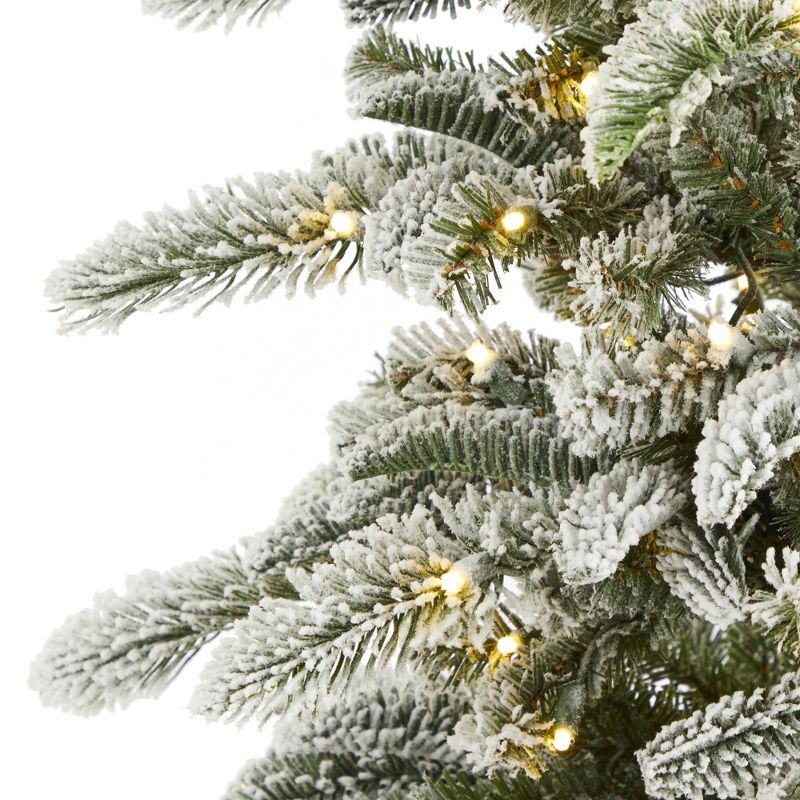 6.5ft Nearly Natural Pre-Lift LED Flocked Washington Alpine Artificial Christmas Tree White Warm Lights, 5 of 13
