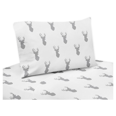 White Woodland Deer Sheet Set (Twin 