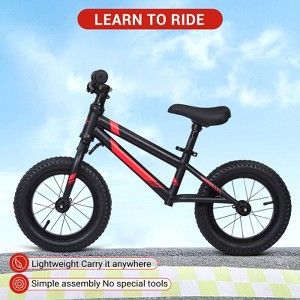 12-inch Balance Bike, Toddler Bike Training, Adjustable Padded Seat and Handlebars, Lightweight Pedal-Free Bike, Aluminum Frame, Ages 3-7 - 1 of 4