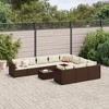 vidaXL Patio Sofa Set Brown, Cream White PE rattan Large Adjustable Feet - 2 of 4
