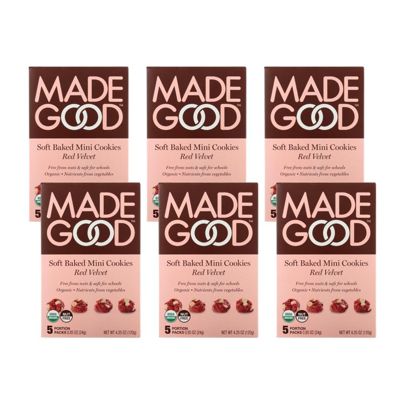 MadeGood Red Velvet Soft Baked Mini Cookies - Case of 6/4.25 oz, 1 of 6