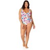 Women's Plus Size Watercolor Paisley V-Wire One Piece Swimsuit - 3 of 4