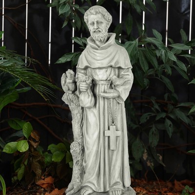 31" Gray Magnesium Oxide Saint Francis Garden Statue