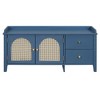 NicBex Storage Bench Modern Wooden Shoe Bench with Drawers, Adjustable Shelves, Rattan Doors and Cushion for Mudroom, Entryway - 3 of 4