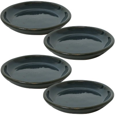 Sunnydaze Outdoor/Indoor High-Fired Glazed UV- and Frost-Resistant Ceramic Flower Pot Planter Saucers - Imperial Blue