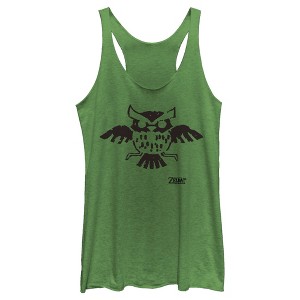 Women's Nintendo Legend of Zelda Link's Awakening Owl Hieroglyphic Racerback Tank Top - 1 of 3