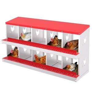 10-Hole Galvanized Steel Chicken Nesting Box - Heavy Duty Egg Laying Box for Hens & Ducks | Rollout Egg Collection | Ventilated Design with Easy - 1 of 4