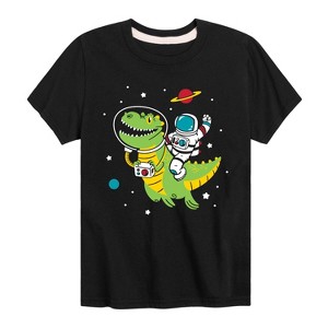 Boys' - Instant Message - Astronaut Riding Dinosaur In Space Short Sleeve Graphic T-Shirt - 1 of 4