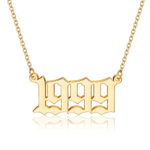 Turandoss Birth Year Pendant Necklace for Women, Old English Birth Year Number Gold Necklace, Birthday Gifts for Women, Christmas Gifts, 18+2In - 1 of 4