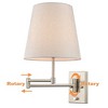 Claxy Modern Brushed Nickel Plug-in or hardwired Swing Arm Wall Lamp with Fabric Shade Set of 2 - 3 of 4