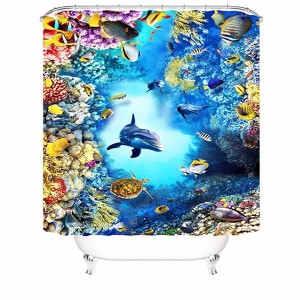 Underwater World Dolphins And Turtles Shower Curtains for Bathroom Waterproof Fabric Bath Curtain Durable Soft Stylish Bathroom Decor 72x72 Inch - 1 of 1