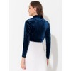INSPIRE CHIC Women's Long Sleeve Cocktail Party Open Front Cropped Velvet Bolero Shrugs - 4 of 4