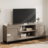 Brown TV Stand for 75inch, Farmhouse Entertainment Center with Sturdy Metal Leg & 2 Open Shelves, Wooden TV & Media Console Cabinet for Living Room - 2 of 4
