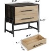 Modern Nightstand with 2 Drawers - 45kg Load Capacity, Metal Legs, Water-Resistant Top, Rustic Bedside Table for Bedroom Storage - 2 of 4