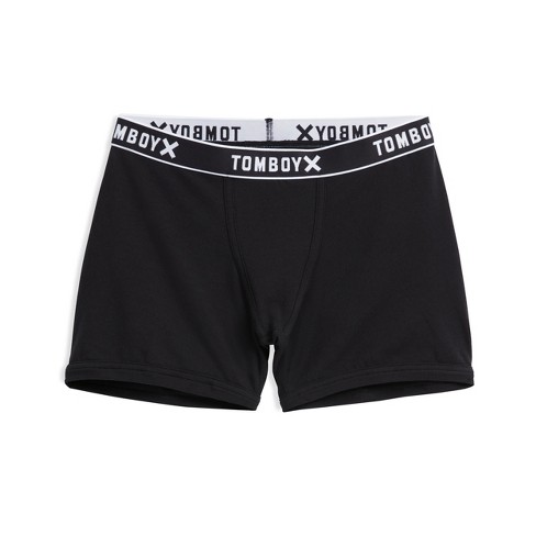 TomboyX Boxer Briefs Underwear, 4.5 Inseam, Cotton Stretch Comfortable Boy  Shorts Black Logo 4X Large