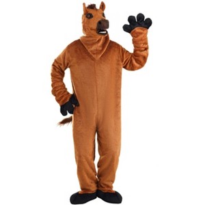 HalloweenCostumes.com One Size Fits Most   Horse Costume with Moving Mouth Mask for Adults., Black/Brown - 1 of 4