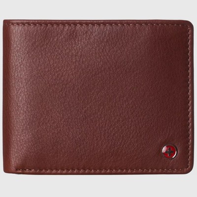 Alpine Swiss Mens Wallet for Men RFID Protected Leather Mens Wallet Spencer Bifold Divided Bill Section Gift Box 2 ID Windows 14 Card Storage Pockets