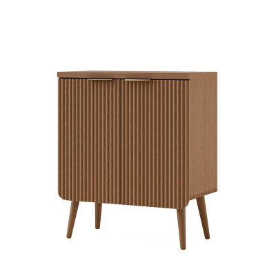 ChicFurnit Decorative Storage Cabinet Waveform Panel Design with Golden Handles for Modern Dining Room, Walnut, 23.6"*11.8"*27.6"