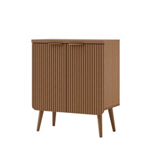 ChicFurnit Decorative Storage Cabinet Waveform Panel Design with Golden Handles for Modern Dining Room, Walnut, 23.6"*11.8"*27.6" - 1 of 4