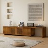 SKRAN 63" Mid-Century Modern Extendable TV Stand for TVs up to 75", Farmhouse Cabinet for Living Room with Storage & Adjustable Panel, Brown Ebony - 2 of 4