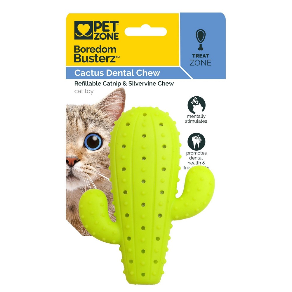 Quirky Kitty Boredom Busters Cactus Dental Cat Toy - Green