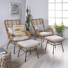 Christopher Knight Home Set of 2 Chalet Indoor Modern Boho Wicker Chat with Ottomans Light Brown/Beige/Black: Rattan Patio Seating Set with Cushions - 2 of 4