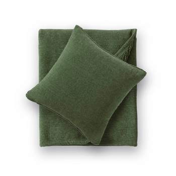 50"x60" Haley Chenille Faux Shearling Throw Blanket and 18"x18" Square Throw Pillow Set - Crescent & Starlight