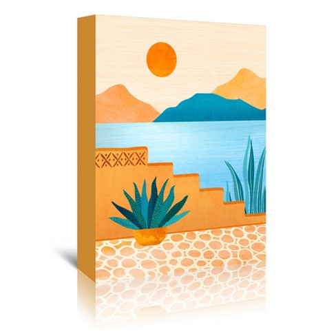 Americanflat Coastal 8x10 Gallery Wrapped Canvas - Baja Landscape Illustration Wall Art Room Decor by Modern Tropical
