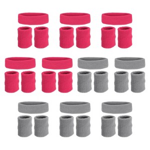 Unique Bargains Terry Cloth Sports Athletic Gym Working Out Headband Wristband Sweatband 10 Sets - 1 of 4