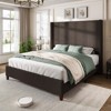 AMERLIFE Size 62" Corduroy Upholstered Bed Frame Extra Tall Wingback Headboard - 3 of 4