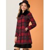Allegra K Women's Buffalo Checks Winter Peter Pan Collar Long Plaid Coat - 4 of 4