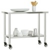 vidaXL Kitchen Work Table with Wheels 43.3"x21.7"x33.5" Stainless Steel - 4 of 4