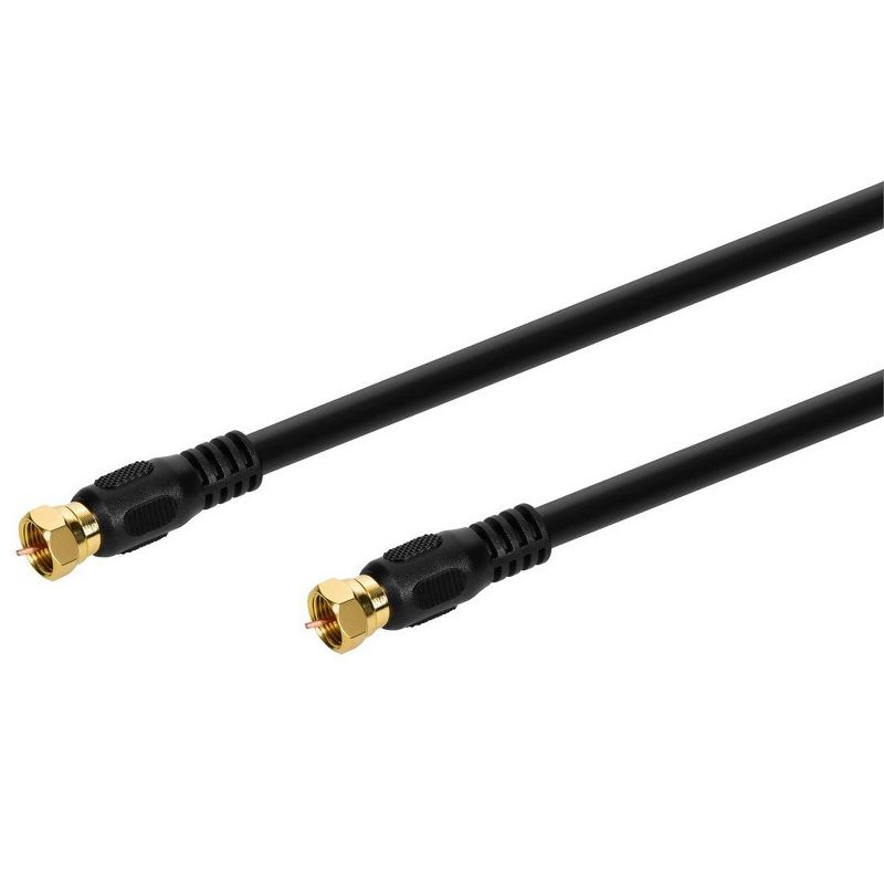 Monoprice Coaxial Cable - 1.5 Feet - Black | 18AWG, 75Ohm, RG6 Quad Shield CL2 with F Type Connector, 1 of 7
