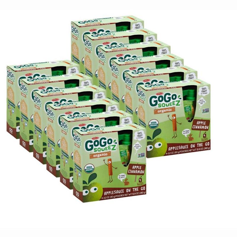 Gogo Squeez Organic Apple Cinnamon Applesauce on the Go - Case of 12/4 packs, 3.2 oz, 1 of 8