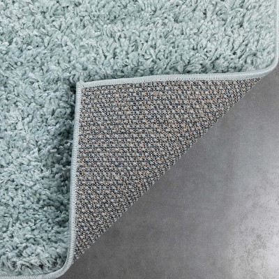 Seafoam Green Rectangular Shag Synthetic Area Rug 5' x 7'