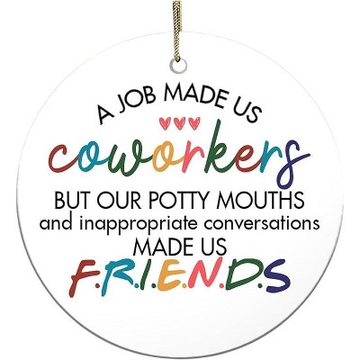 Lomsoe 2025 Christmas Ornament Funny Ceramic Ornament Christmas Tree Decoration Hanging Ornament Gift for Coworkers, Brother, Sisters, Friends