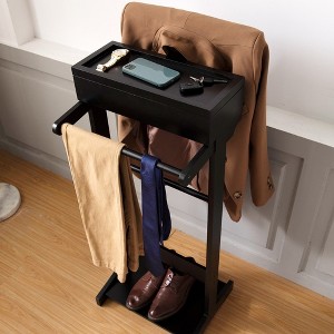 Valet Stand For Men Women, Portable Freestanding Garment Rack With Flip-up Storage Compartment, Clothes Valet Stand with Storage Organizer - 1 of 4