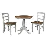 30" Round Dining Table with Raised Legs and 2 Madrid Dining Chairs - International Concepts