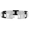 Pompeii3 Men's Polished Steel Brushed Black Two Tone Flexible 12mm Link  8 " Bracelet - 2 of 3