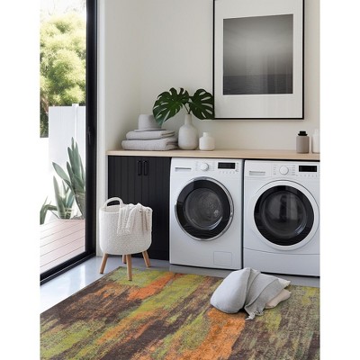 Colorful Abstract Square Stain-Resistant Synthetic Rug 8'x8'