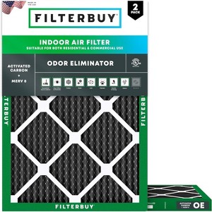 Filterbuy 12x18x1 Air Filter (2-Pack), Pleated MERV 8 Odor Eliminator Replacement HVAC AC Furnace Filters (Actual Size: 11.50 x 17.50 x 0.75) - 1 of 4