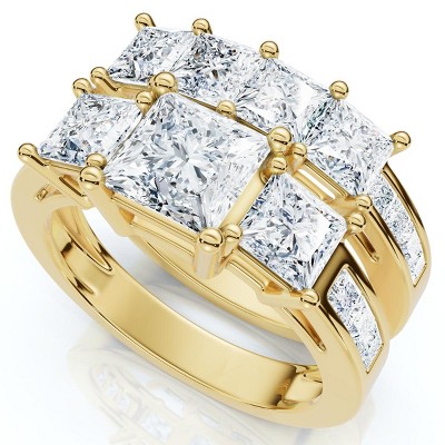 Pompeii3 3 1/2Ct Princess Cut Diamond Engagement Ring Set 14k Gold or Platinum Lab Created
