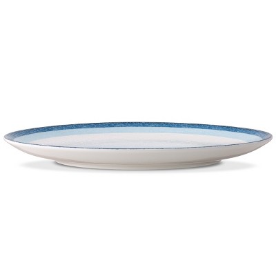 Sky Blue Porcelain Microwave-Safe Dinner Plates, Set of 4
